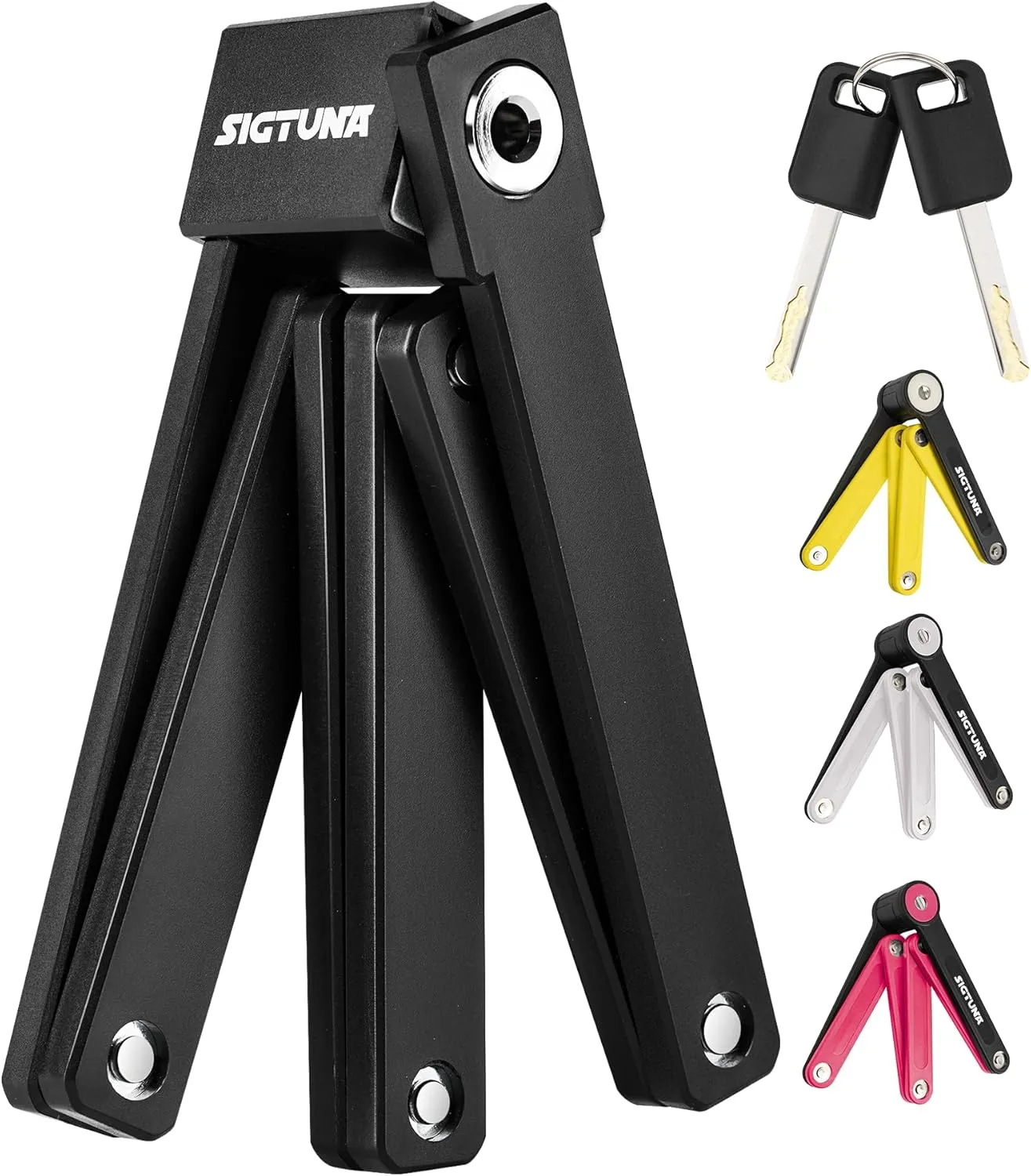 SIGTUNA Folding Bike Lock - Hardened Steel 8mm Fold-Up Heavy Duty Bike Lock with Easy Mounting, Secure Lock and Anti-Scratch Coating - Easily Keep Bike Secure and Paintwork Undamaged - Bicycle Lock
