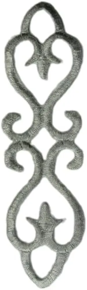 Silver Metallic Swirl Scroll Costume Embroidered Patch 4.88" Iron On Embroidered Holiday Gift Decorative Patch for Clothes Jeans Hats Backpacks