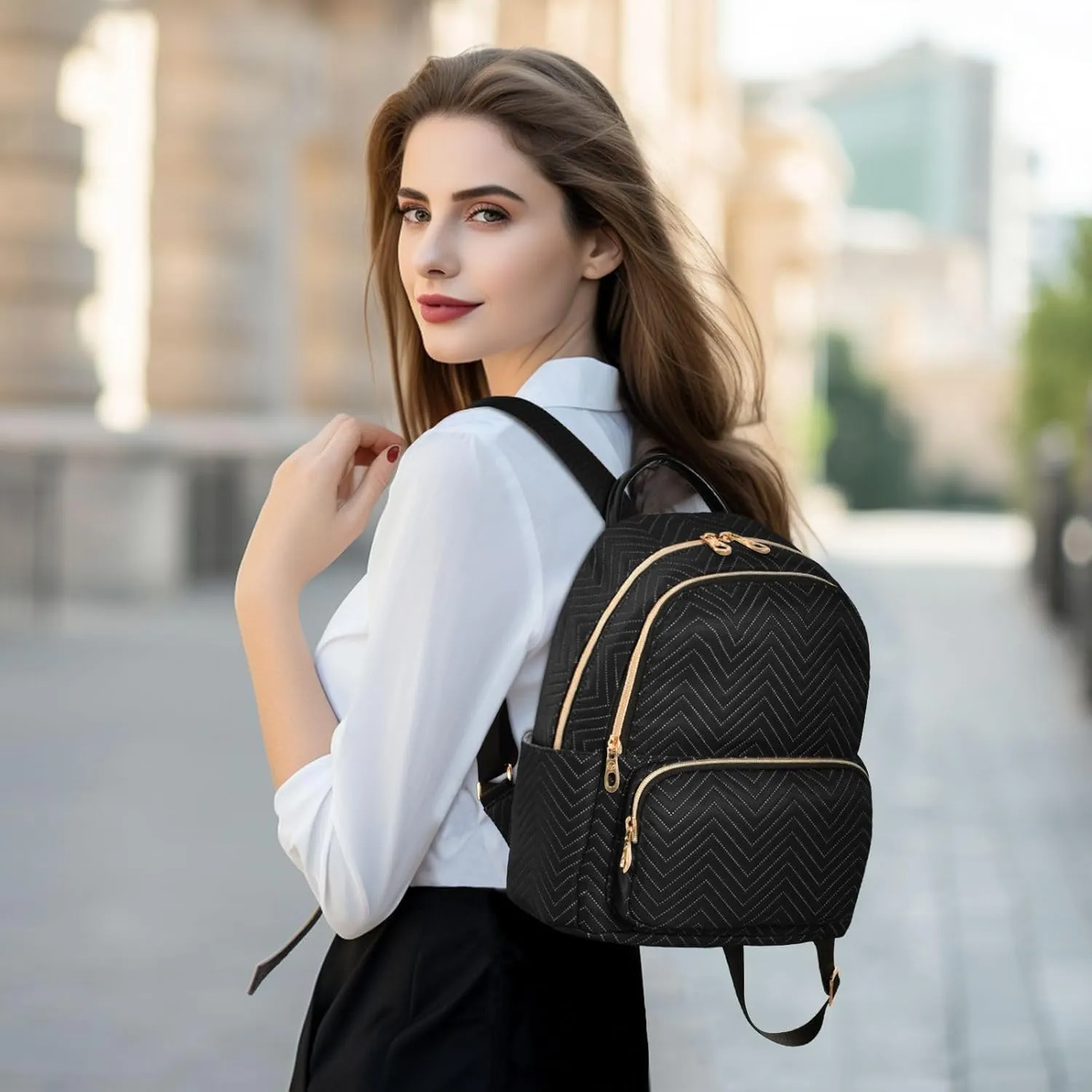 Sinestour Black Backpack Purse Lightweight Shoulder Bag Fashion Travel Backpack Handbags for Women Ladies Work Teenage
