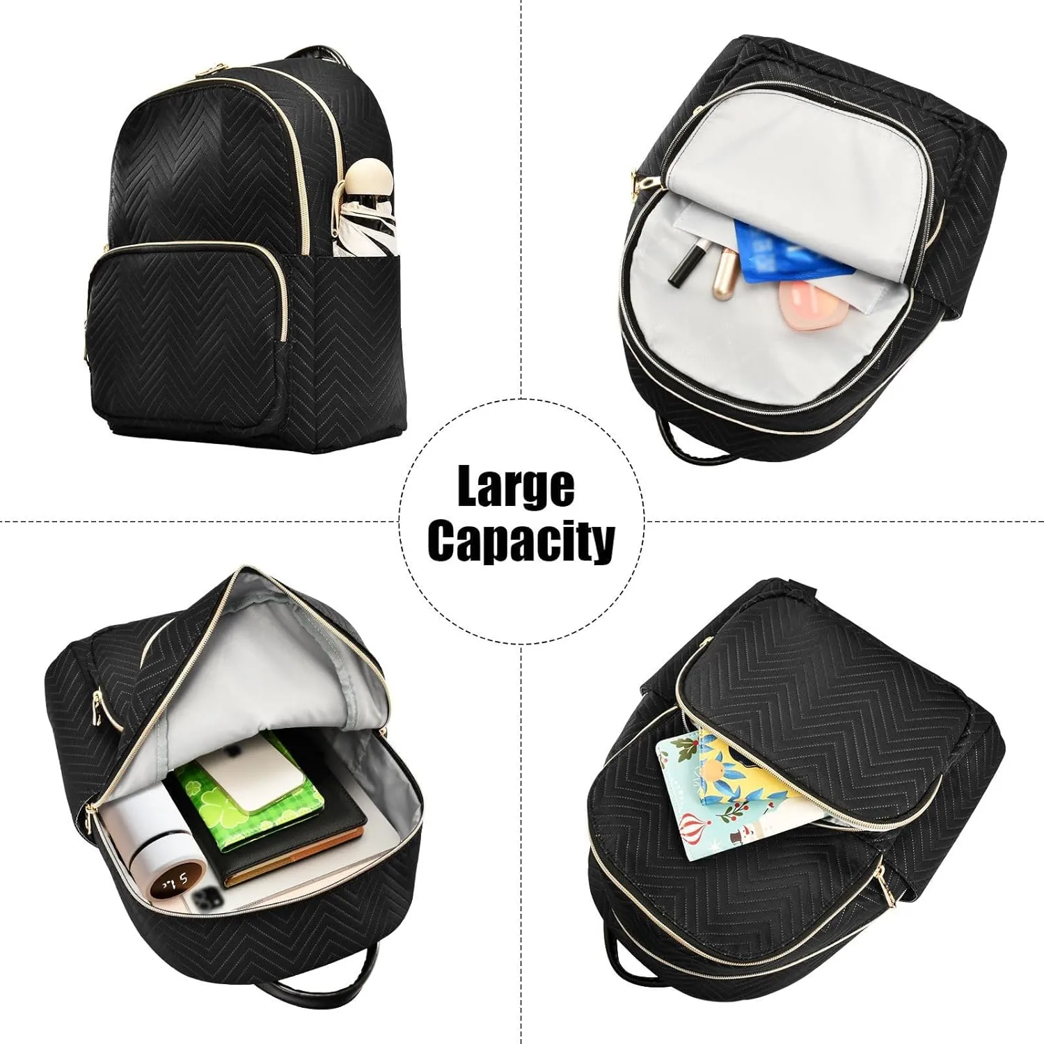 Sinestour Black Backpack Purse Lightweight Shoulder Bag Fashion Travel Backpack Handbags for Women Ladies Work Teenage
