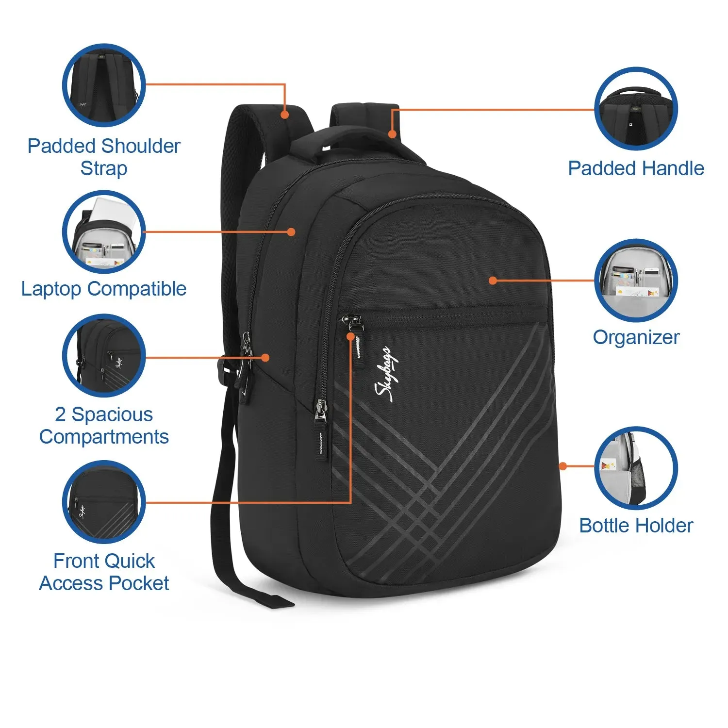 Skybags Chester  New Laptop Backpack Black