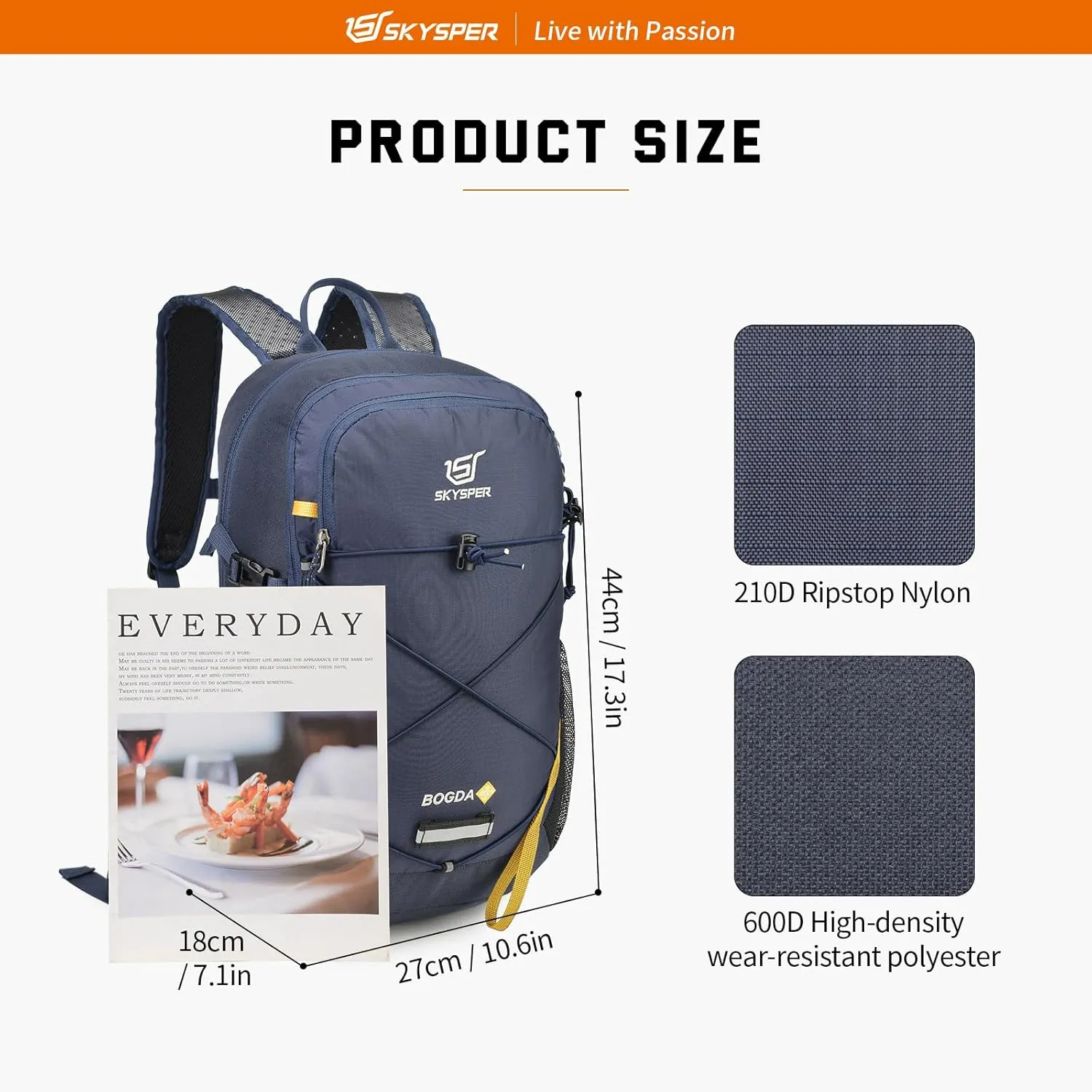 SKYSPER Small Hiking Daypack, 20L Lightweight Travel Backpacks Day Hike Pack with Waist Strap for Women Men