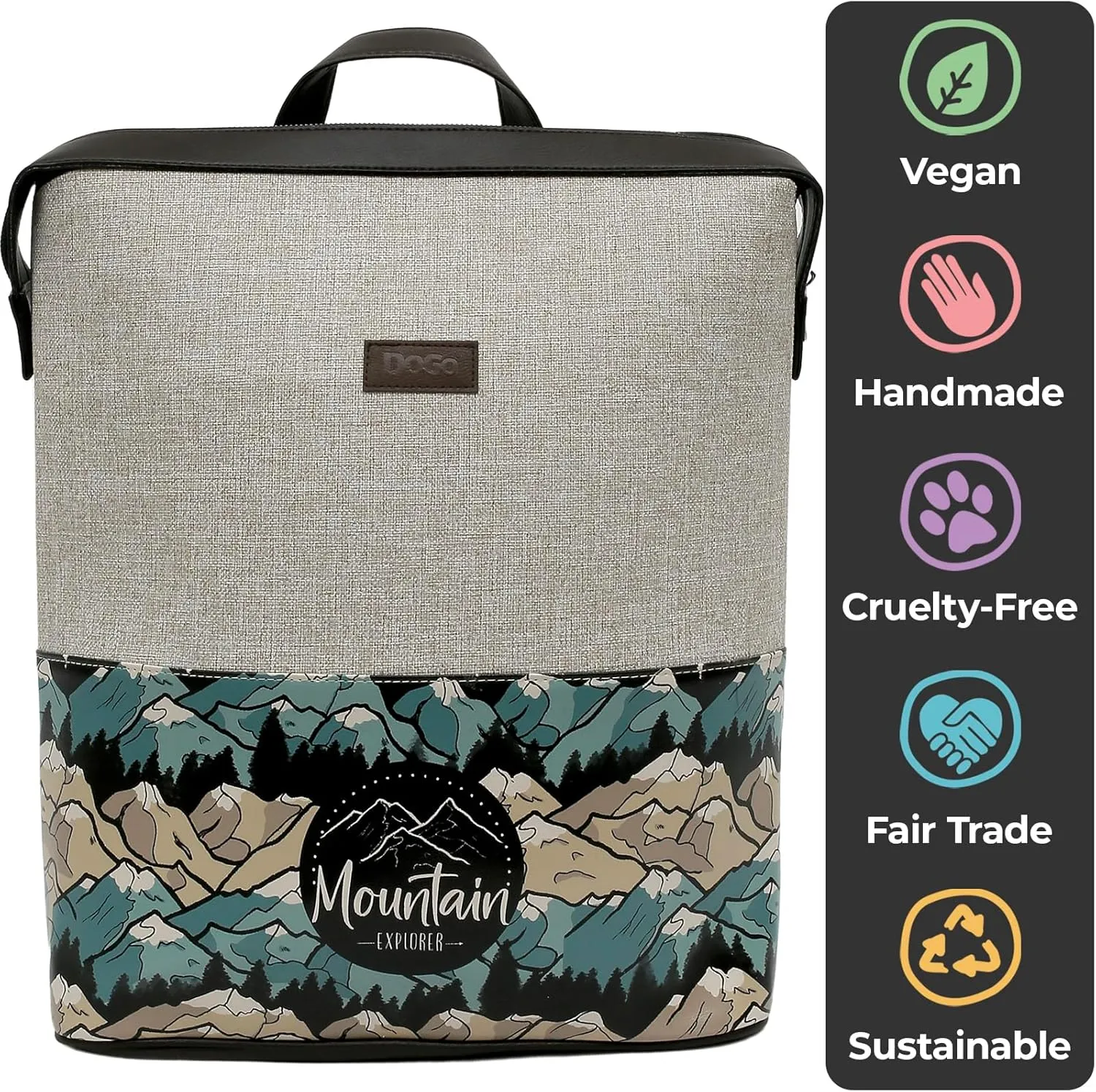Slim Backpack for Women - Unique Design and Vegan Leather Laptop Work Travel Backpacks, Mountain Explorer