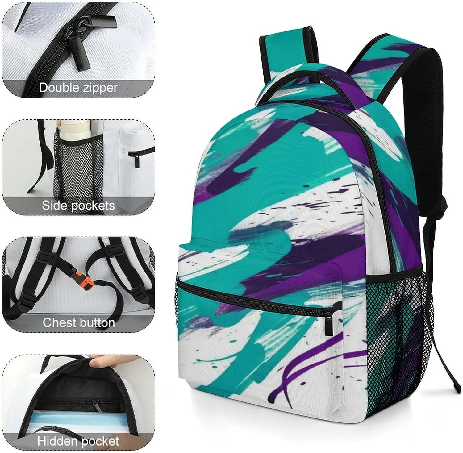 Small Backpacks Personalized 90's Cup Design Printing Travel Bag Lightweight Travel Backpack For Women Men