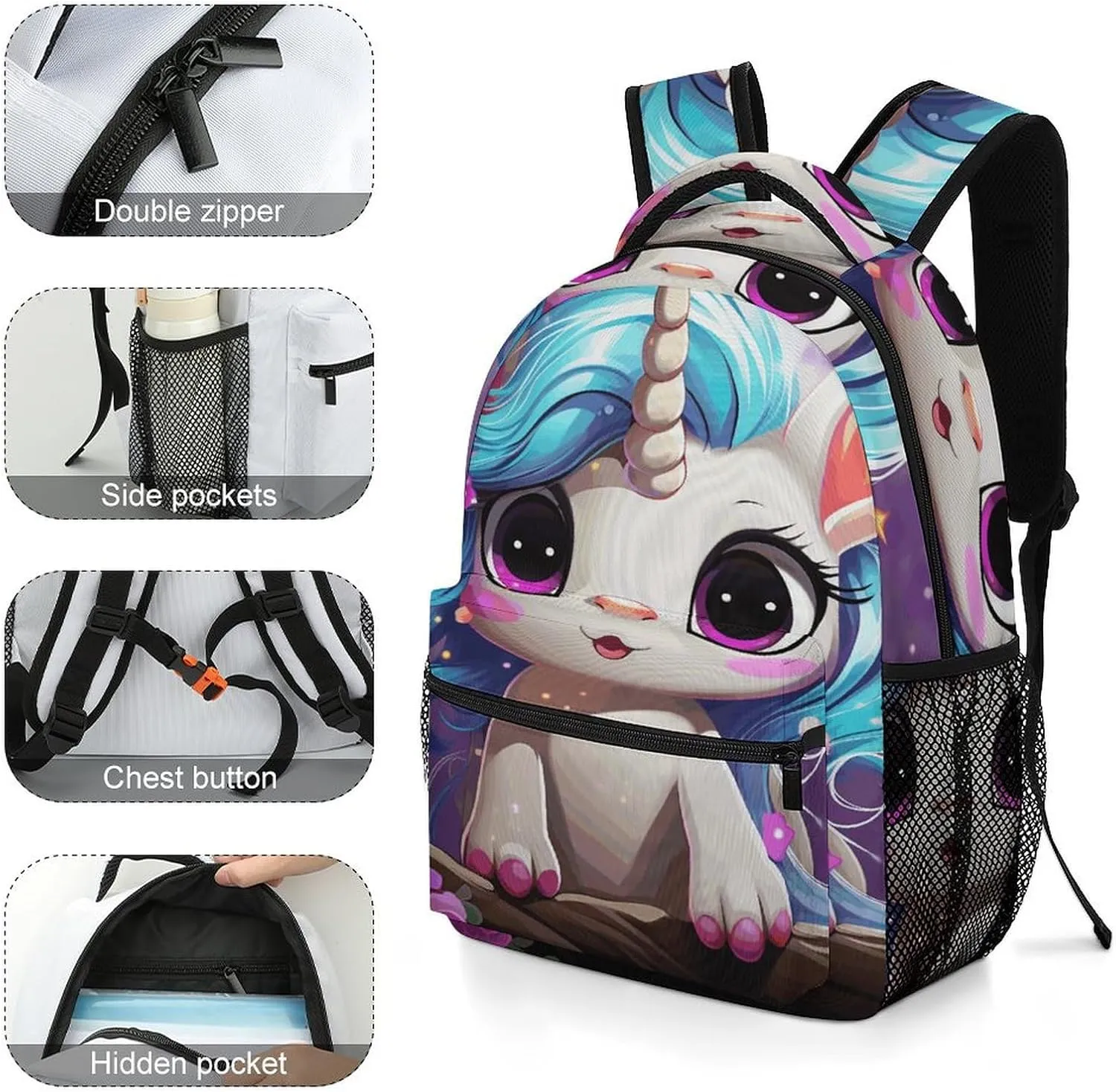 Small Backpacks Personalized A Small Animal with Horns Printing Travel Bag Lightweight Travel Backpack For Women Men