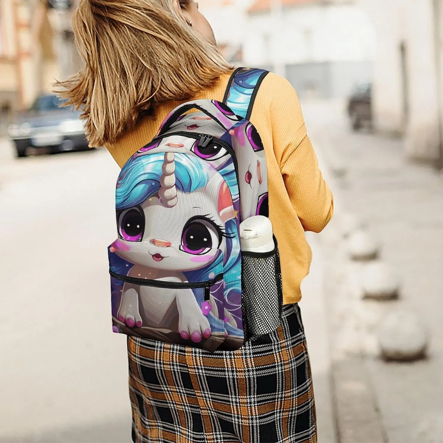 Small Backpacks Personalized A Small Animal with Horns Printing Travel Bag Lightweight Travel Backpack For Women Men