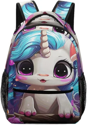 Small Backpacks Personalized A Small Animal with Horns Printing Travel Bag Lightweight Travel Backpack For Women Men