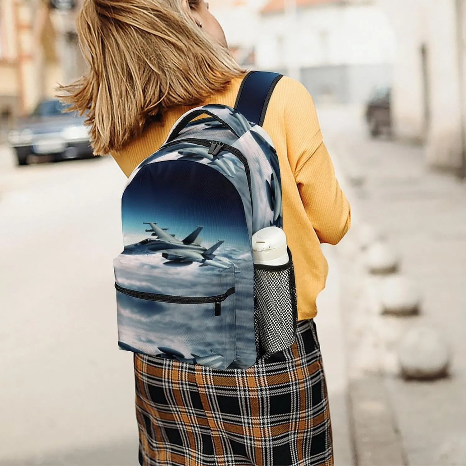 Small Backpacks Personalized Aircraft Fighter Jets Printing Travel Bag Lightweight Travel Backpack For Women Men