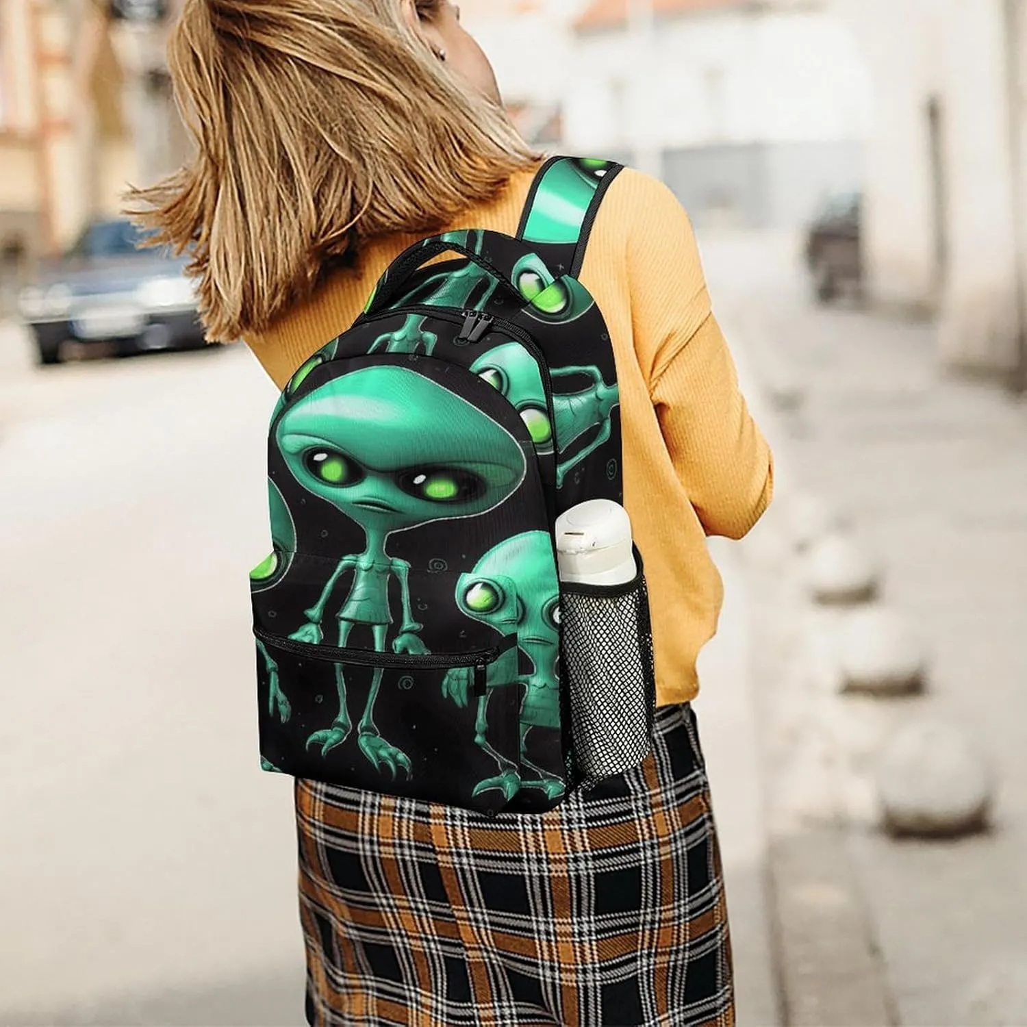 Small Backpacks Personalized Aliens Printing Travel Bag Lightweight Travel Backpack For Women Men