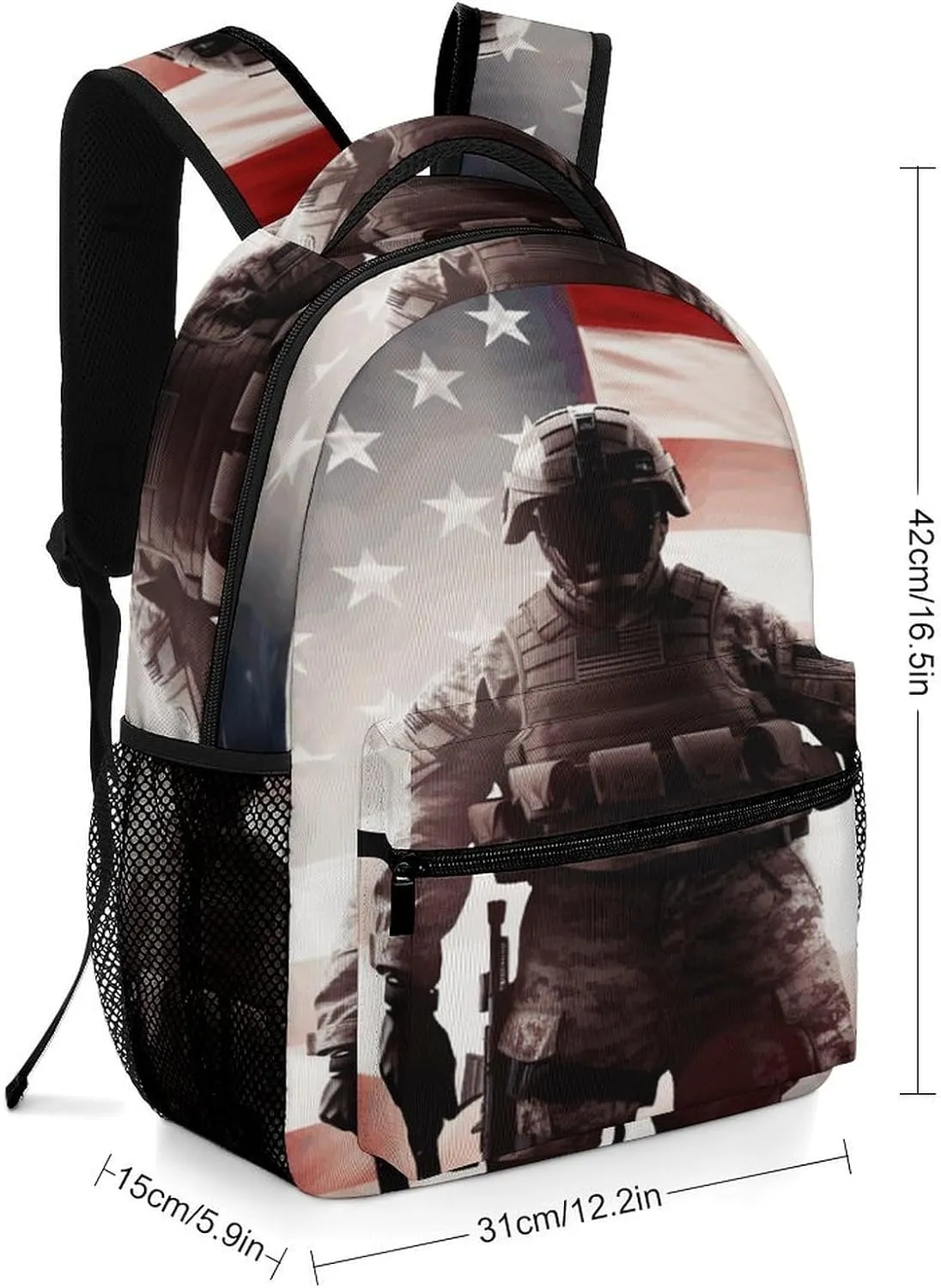 Small Backpacks Personalized American Soldier Printing Travel Bag Lightweight Travel Backpack For Women Men