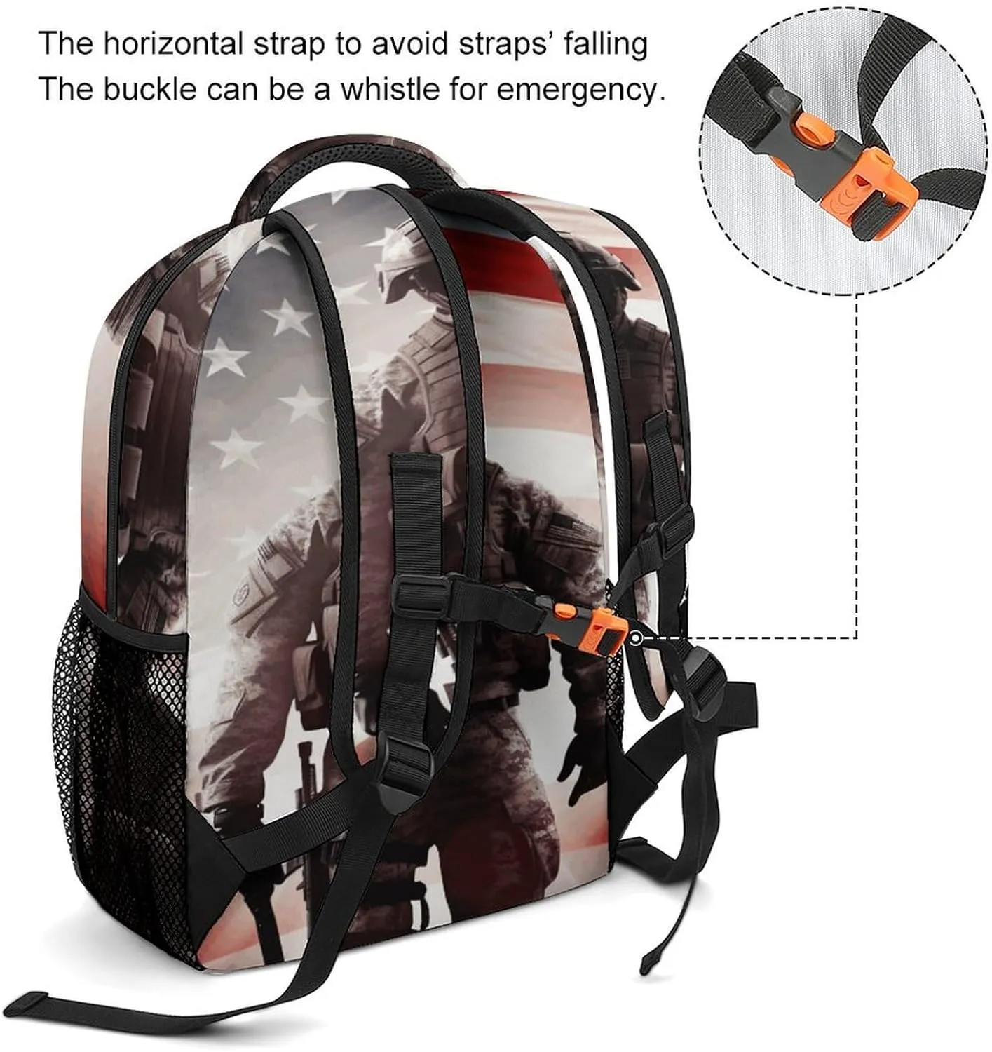 Small Backpacks Personalized American Soldier Printing Travel Bag Lightweight Travel Backpack For Women Men