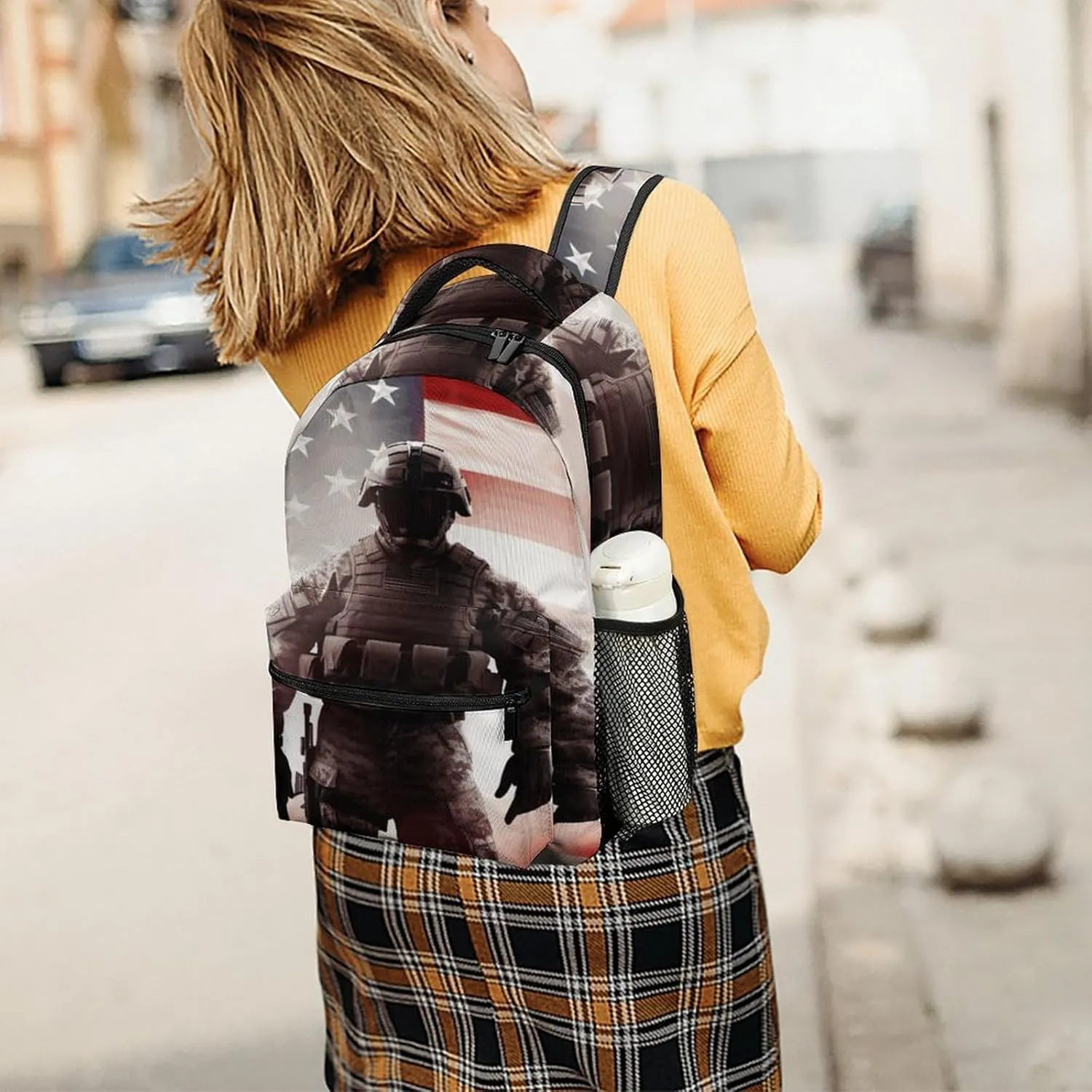 Small Backpacks Personalized American Soldier Printing Travel Bag Lightweight Travel Backpack For Women Men