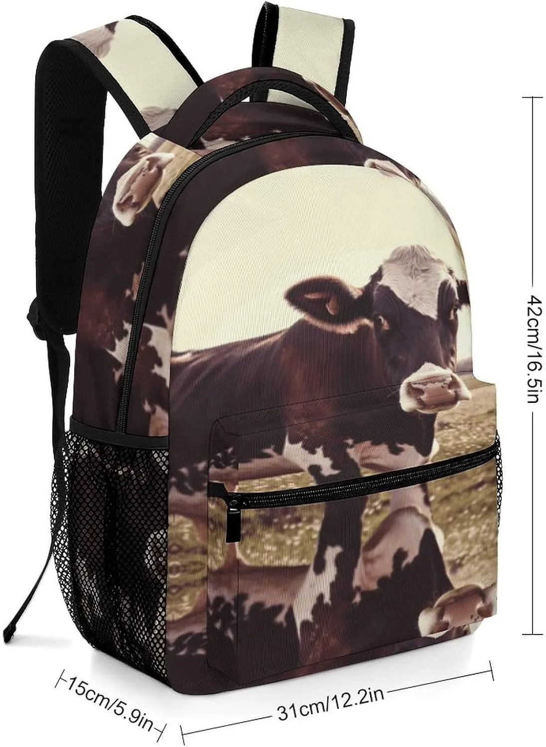 Small Backpacks Personalized Animal Cow Printing Travel Bag Lightweight Travel Backpack For Women Men