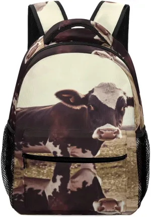 Small Backpacks Personalized Animal Cow Printing Travel Bag Lightweight Travel Backpack For Women Men