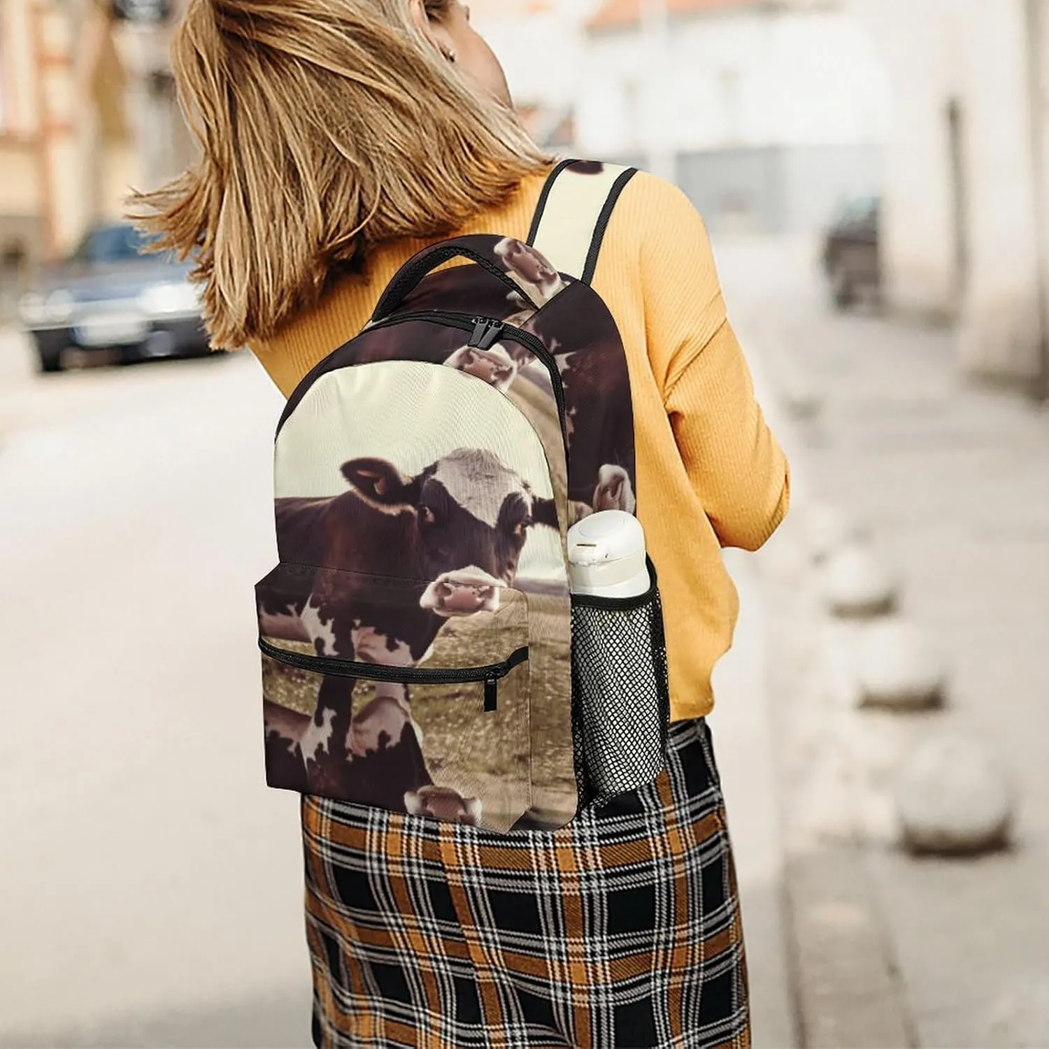 Small Backpacks Personalized Animal Cow Printing Travel Bag Lightweight Travel Backpack For Women Men