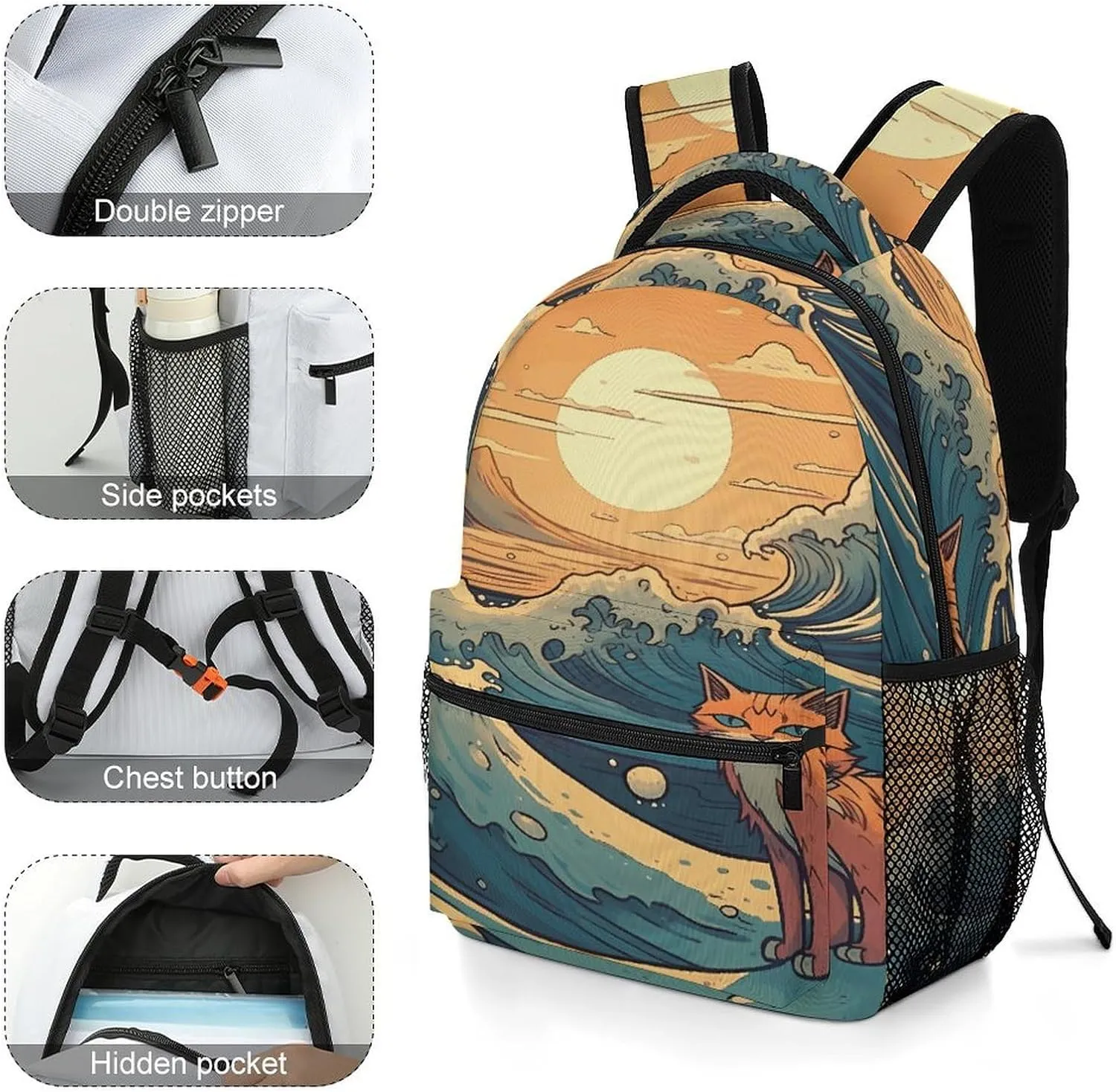Small Backpacks Personalized Anime Style Printing Travel Bag Lightweight Travel Backpack For Women Men