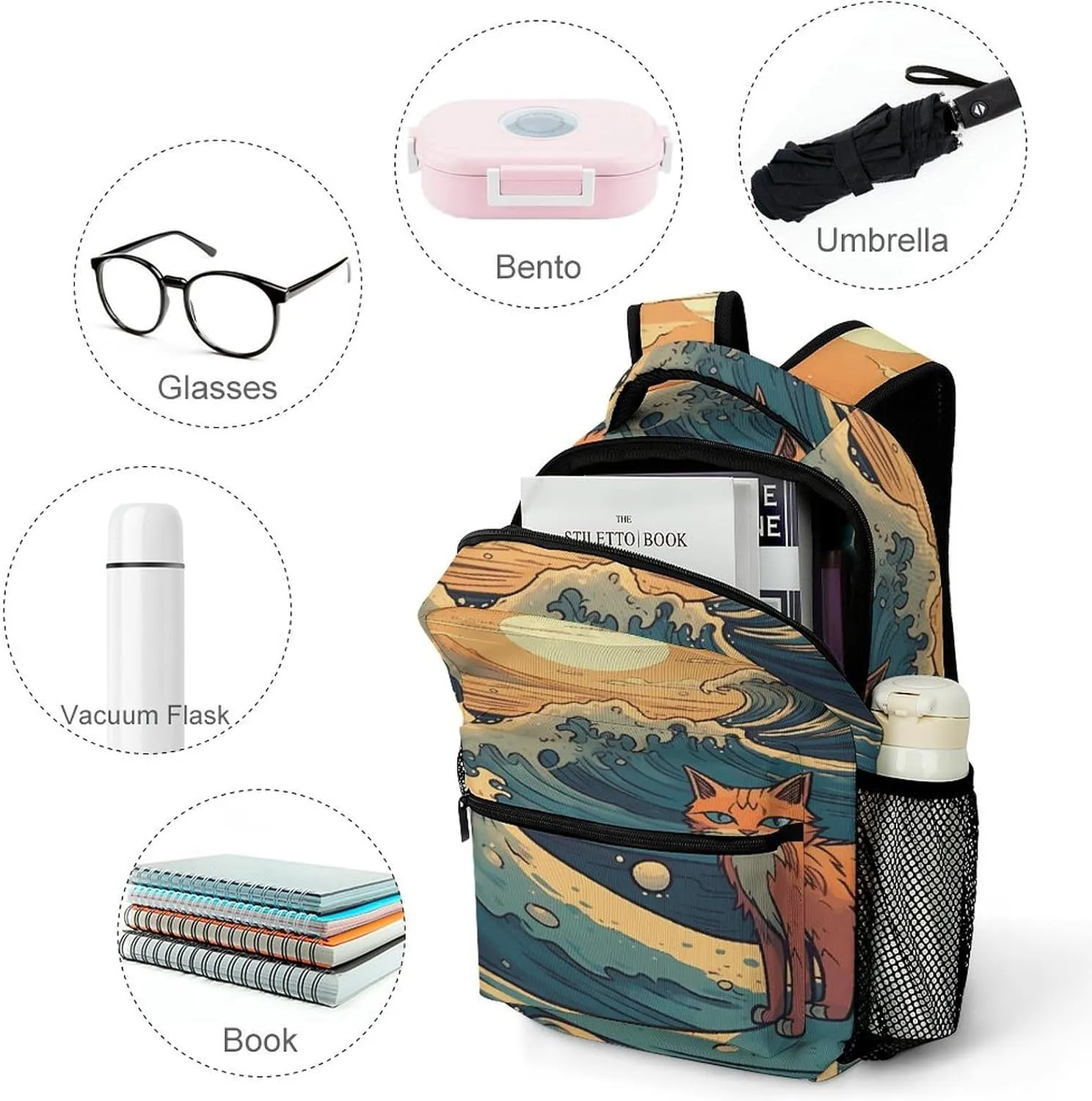 Small Backpacks Personalized Anime Style Printing Travel Bag Lightweight Travel Backpack For Women Men
