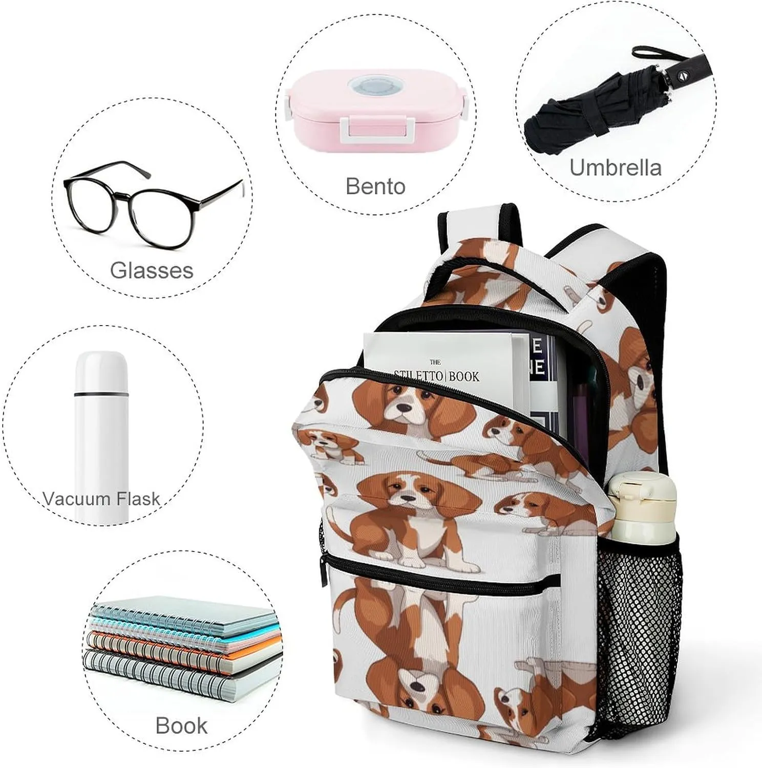Small Backpacks Personalized Beagle Dog Printing Travel Bag Lightweight Travel Backpack For Women Men