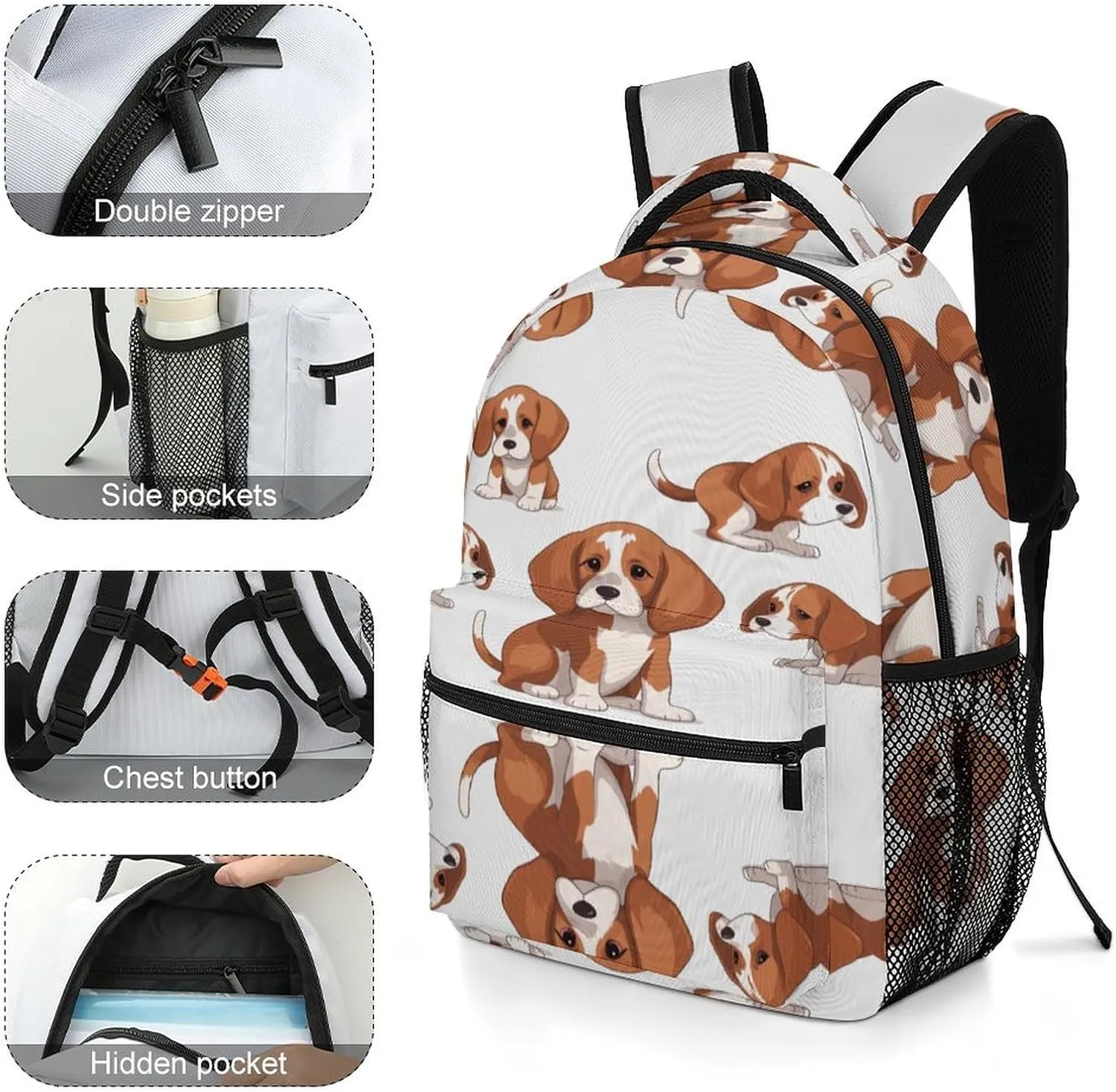 Small Backpacks Personalized Beagle Dog Printing Travel Bag Lightweight Travel Backpack For Women Men