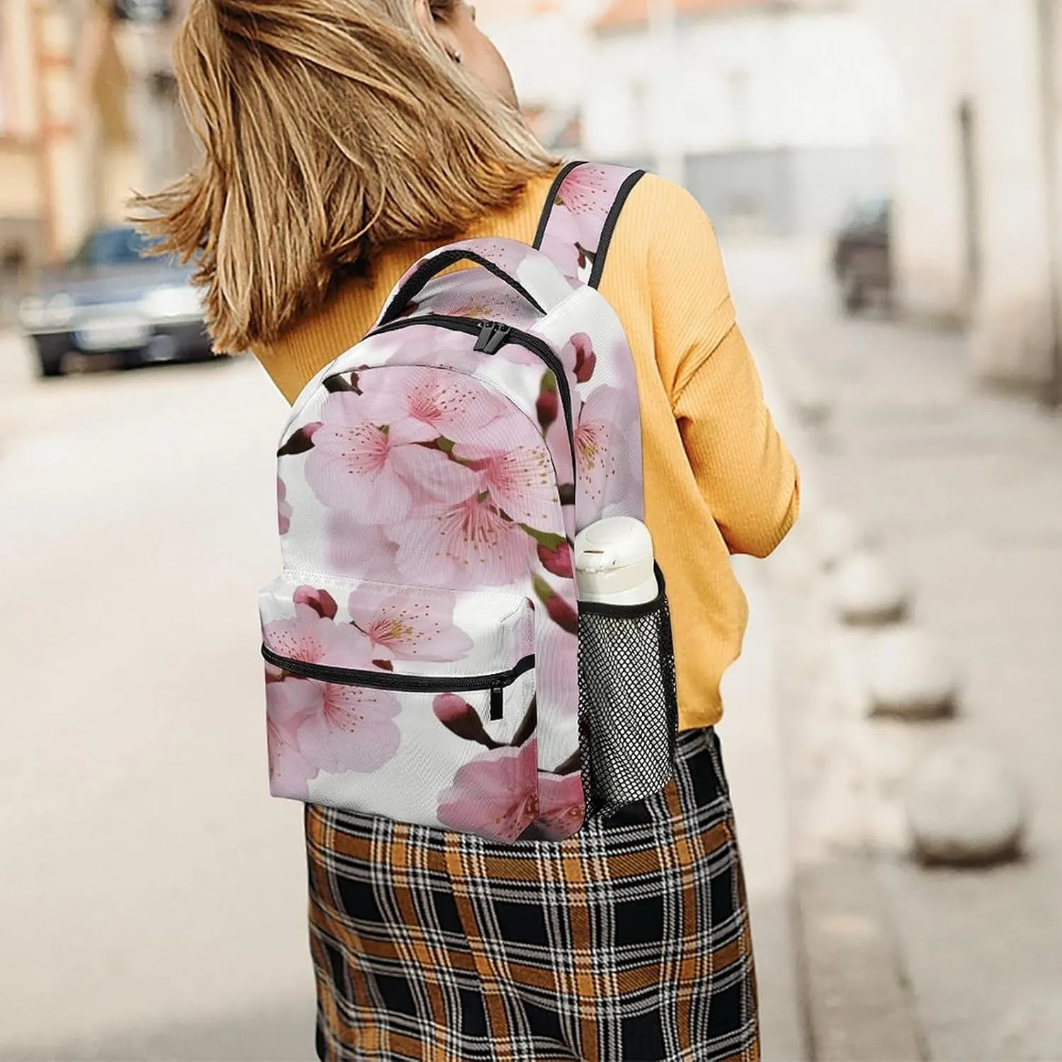 Small Backpacks Personalized Beautiful Cherry Blossoms Printing Travel Bag Lightweight Travel Backpack For Women Men