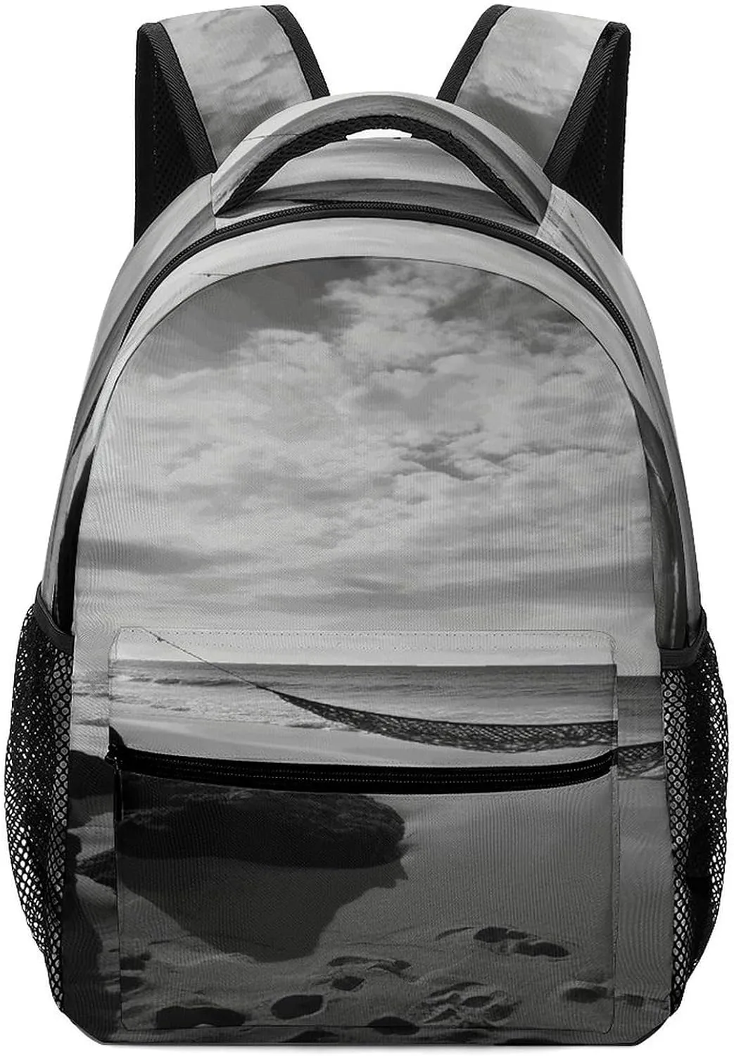 Small Backpacks Personalized Black And White Beach Printing Travel Bag Lightweight Travel Backpack For Women Men