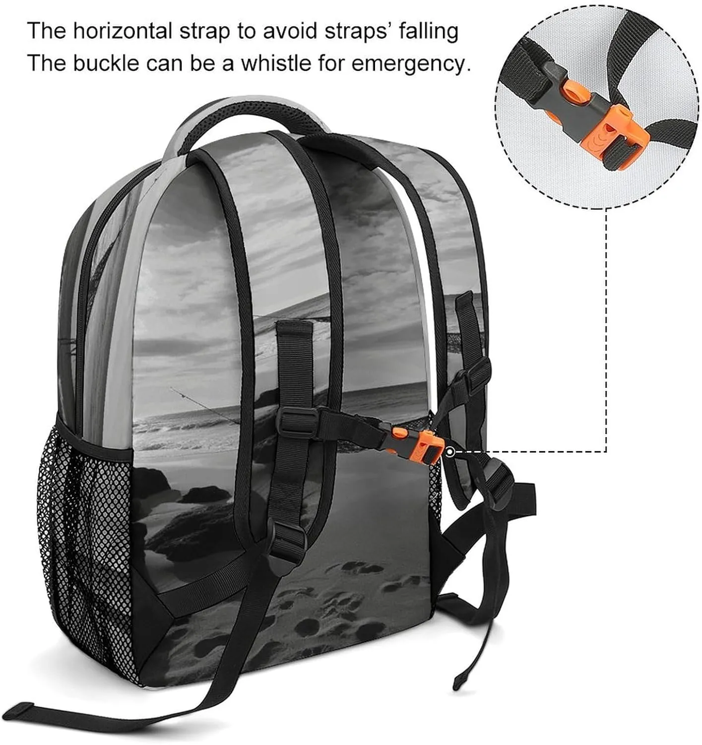 Small Backpacks Personalized Black And White Beach Printing Travel Bag Lightweight Travel Backpack For Women Men