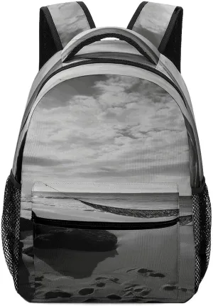Small Backpacks Personalized Black And White Beach Printing Travel Bag Lightweight Travel Backpack For Women Men