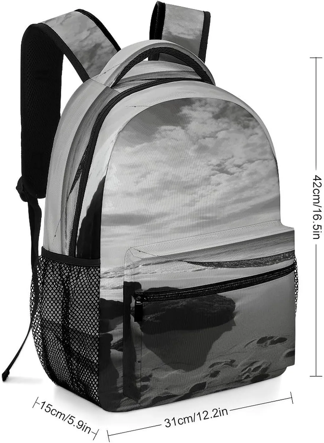 Small Backpacks Personalized Black And White Beach Printing Travel Bag Lightweight Travel Backpack For Women Men