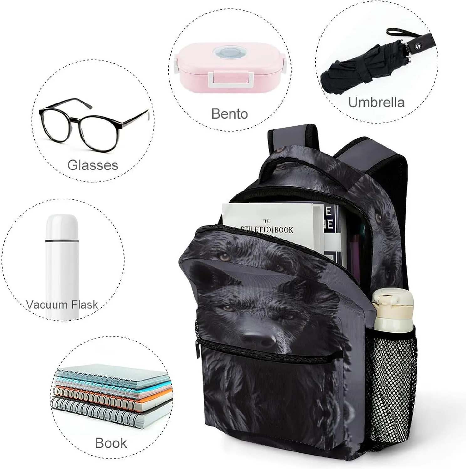 Small Backpacks Personalized Black German Shepherd Printing Travel Bag Lightweight Travel Backpack For Women Men