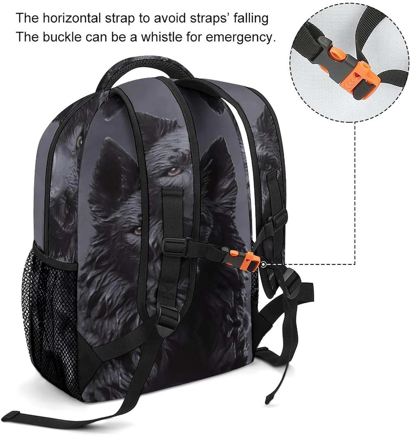 Small Backpacks Personalized Black German Shepherd Printing Travel Bag Lightweight Travel Backpack For Women Men