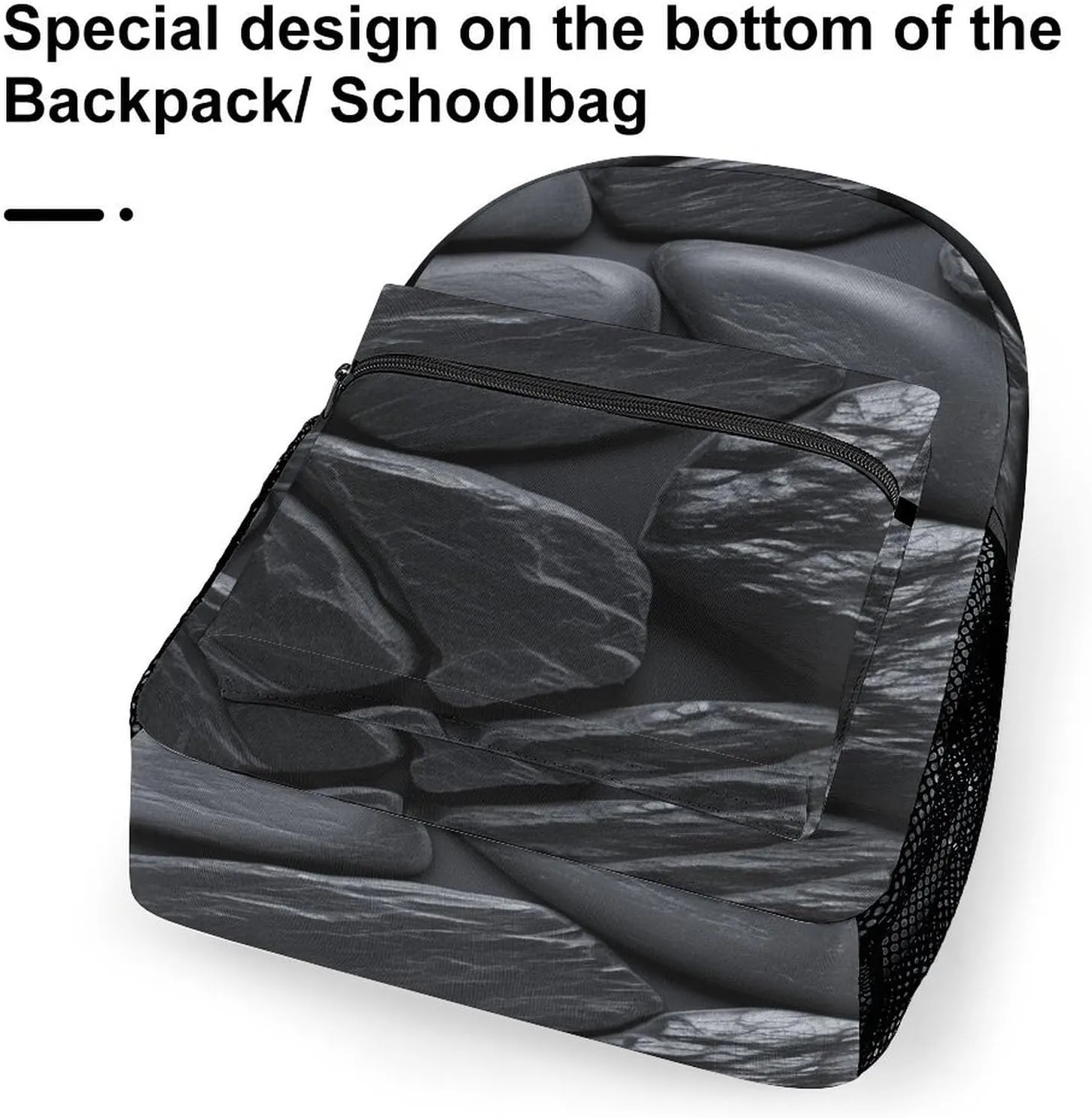 Small Backpacks Personalized Black Stone Printing Travel Bag Lightweight Travel Backpack For Women Men