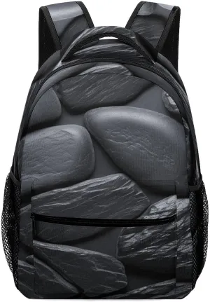 Small Backpacks Personalized Black Stone Printing Travel Bag Lightweight Travel Backpack For Women Men