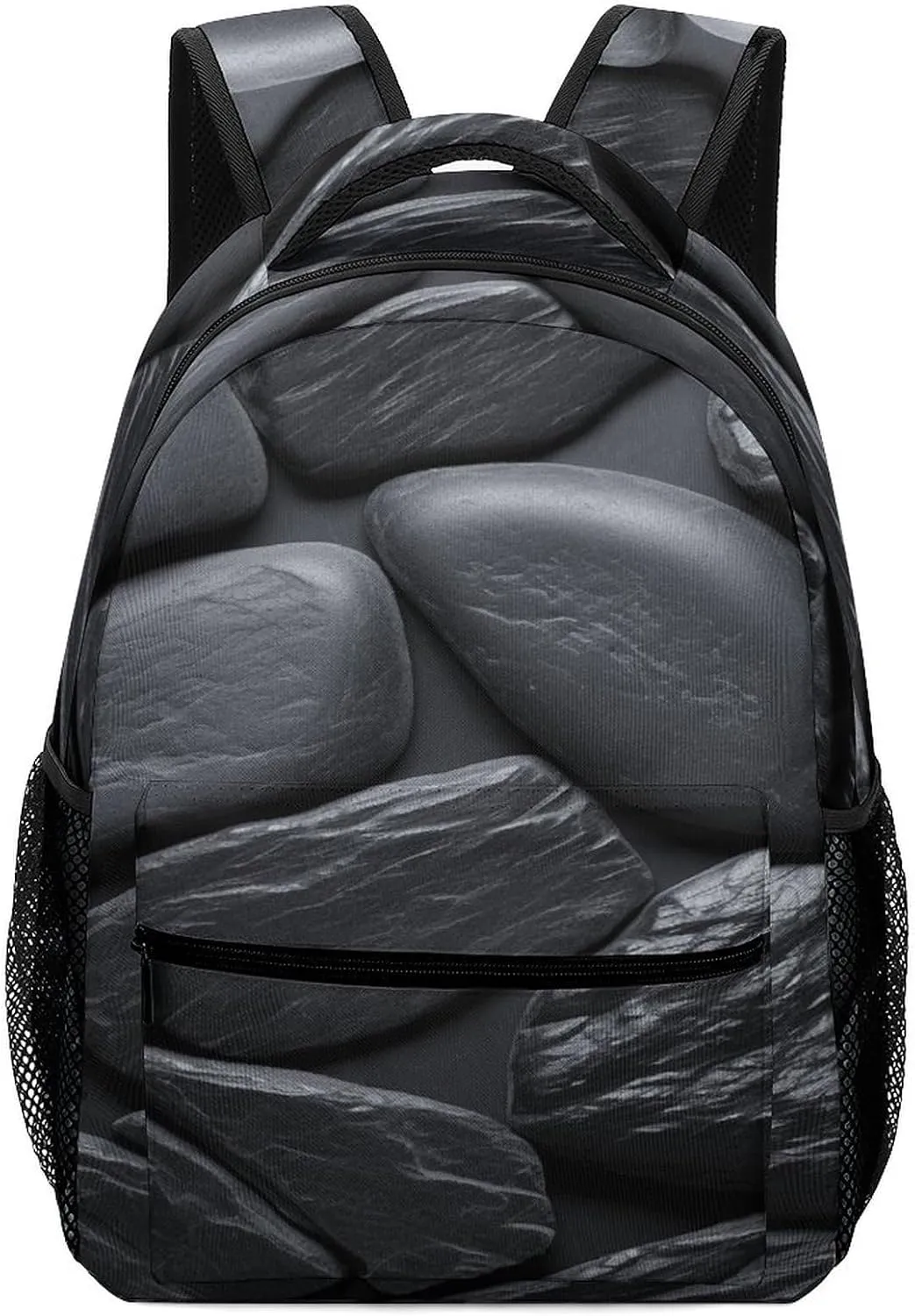 Small Backpacks Personalized Black Stone Printing Travel Bag Lightweight Travel Backpack For Women Men
