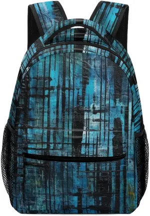 Small Backpacks Personalized Blue And Black Stripes Printing Travel Bag Lightweight Travel Backpack For Women Men