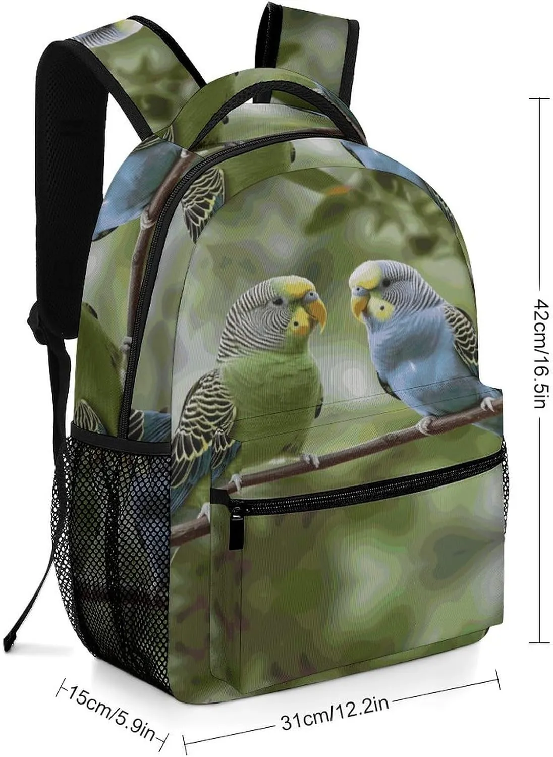 Small Backpacks Personalized Blue And Green Parakeets Printing Travel Bag Lightweight Travel Backpack For Women Men
