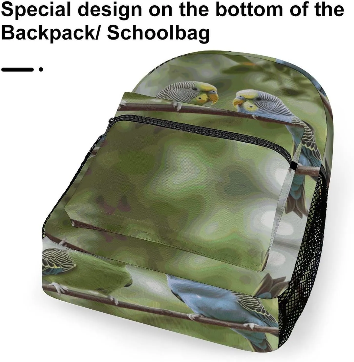 Small Backpacks Personalized Blue And Green Parakeets Printing Travel Bag Lightweight Travel Backpack For Women Men