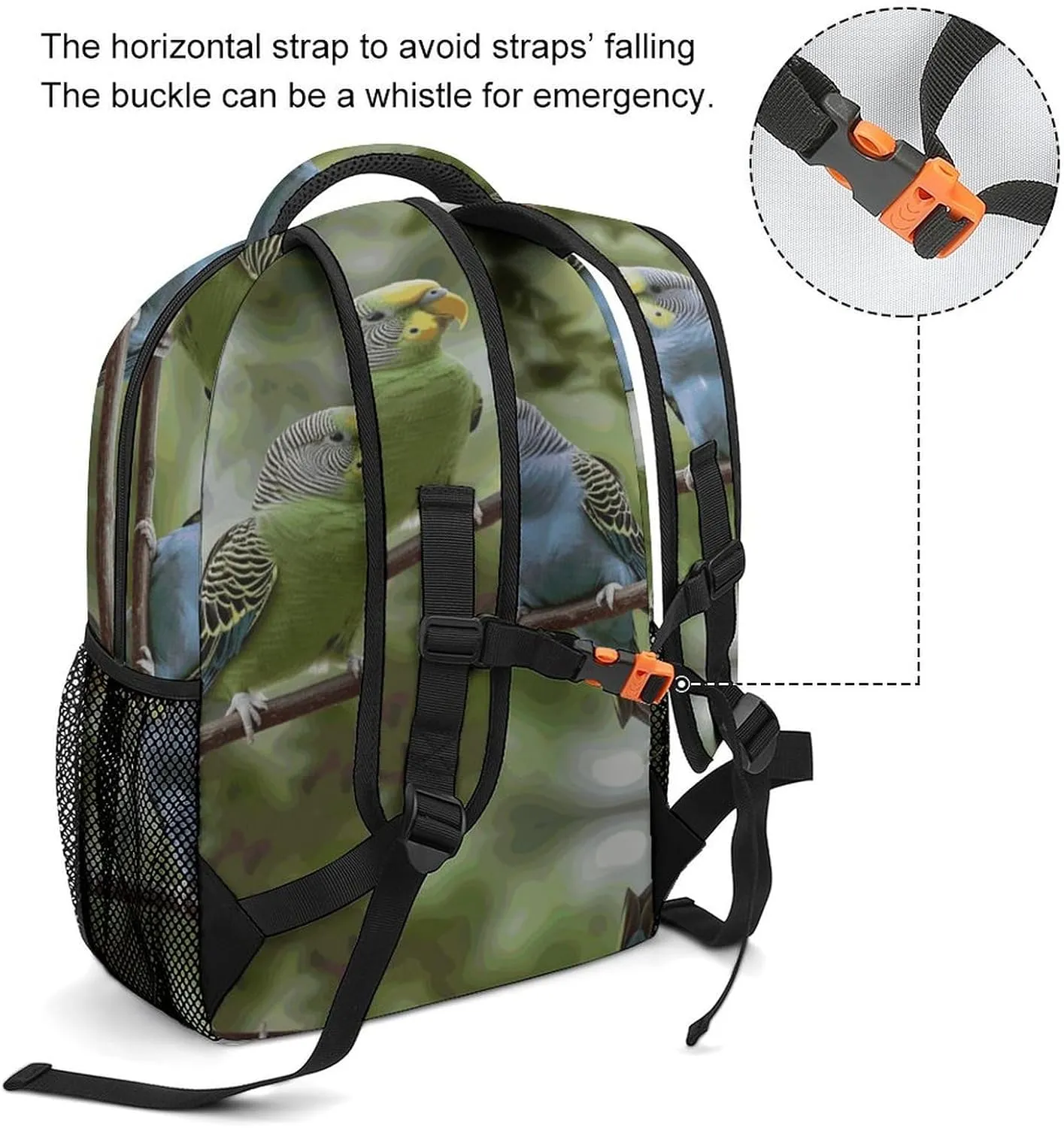 Small Backpacks Personalized Blue And Green Parakeets Printing Travel Bag Lightweight Travel Backpack For Women Men