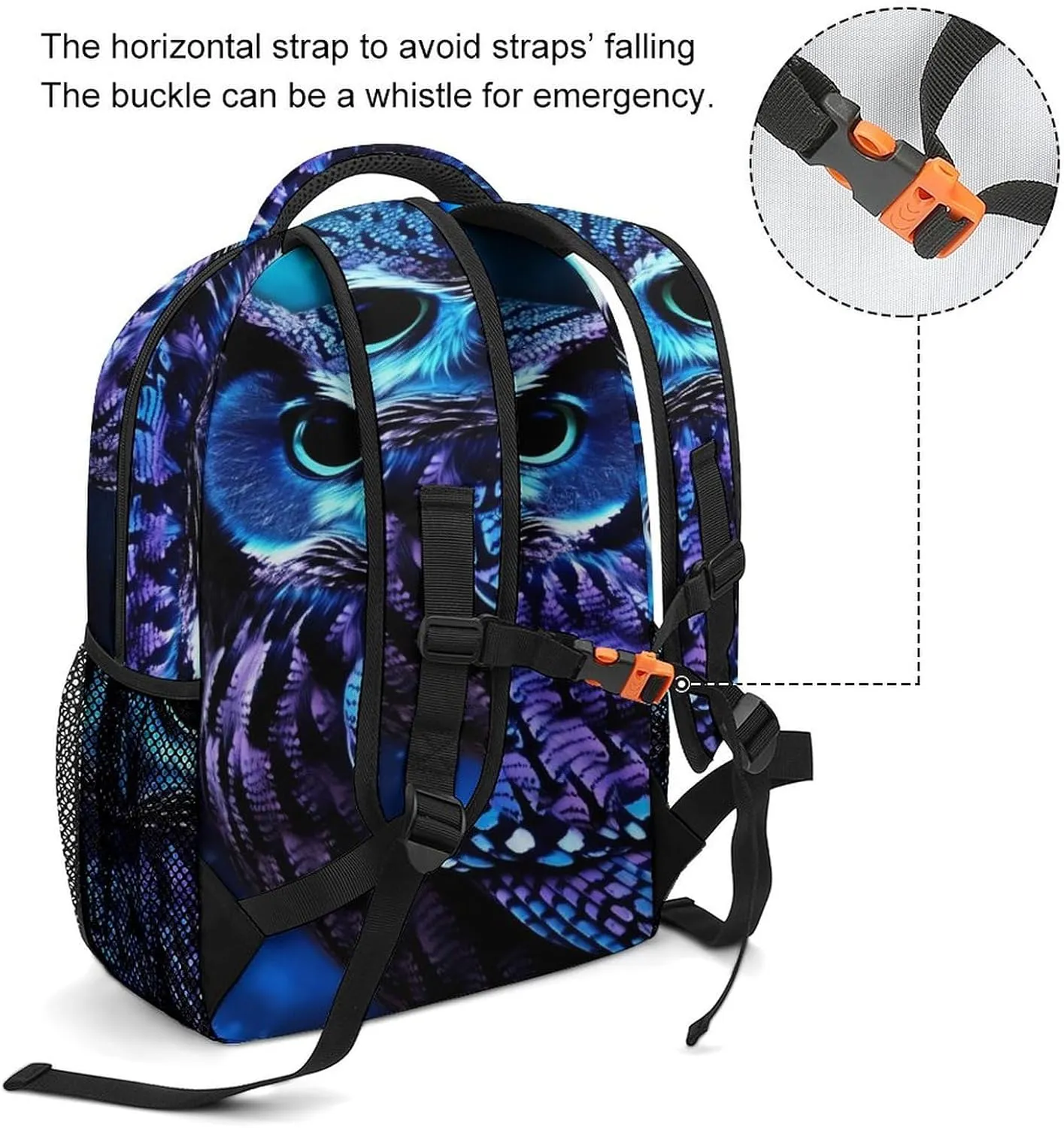 Small Backpacks Personalized Blue Owl Printing Travel Bag Lightweight Travel Backpack For Women Men