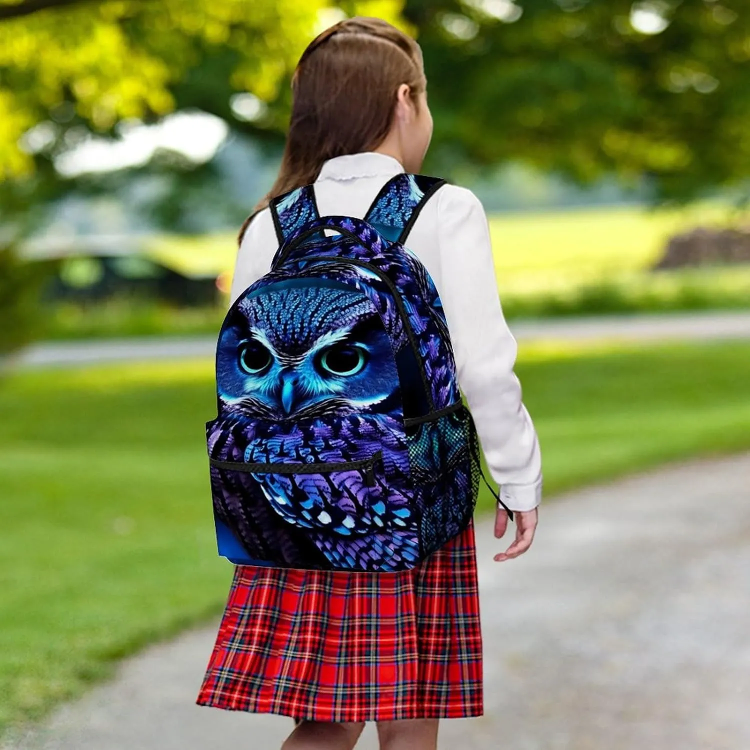 Small Backpacks Personalized Blue Owl Printing Travel Bag Lightweight Travel Backpack For Women Men