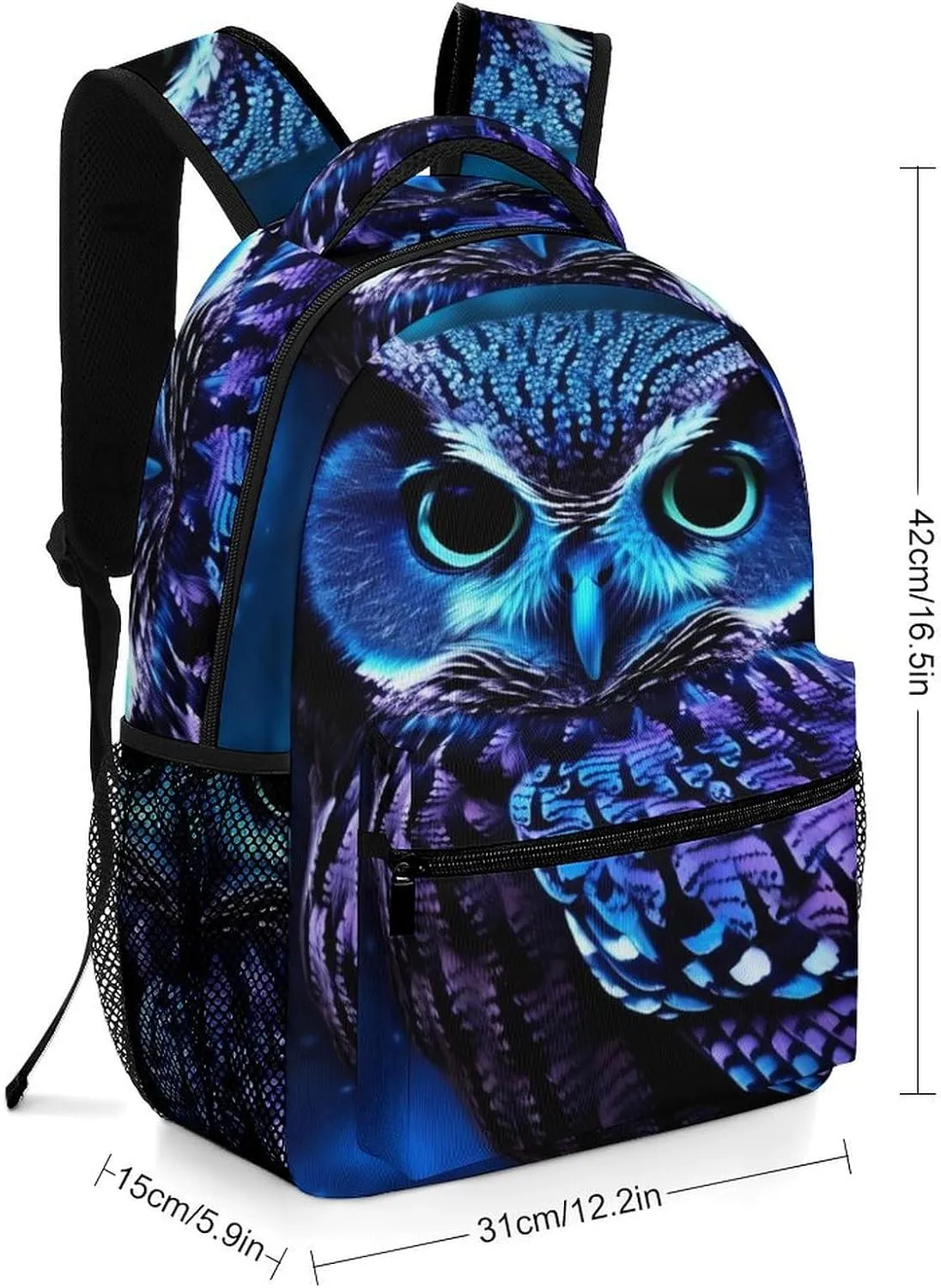 Small Backpacks Personalized Blue Owl Printing Travel Bag Lightweight Travel Backpack For Women Men