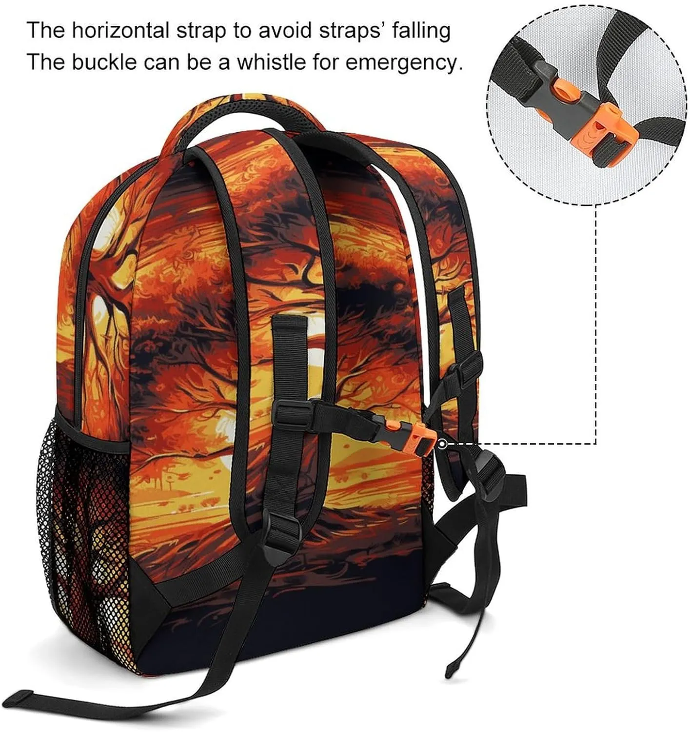 Small Backpacks Personalized Burning Tree of Life Printing Travel Bag Lightweight Travel Backpack For Women Men