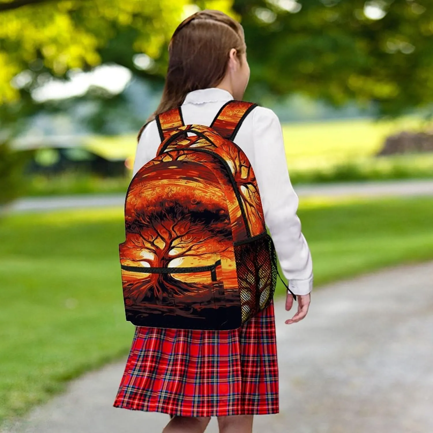 Small Backpacks Personalized Burning Tree of Life Printing Travel Bag Lightweight Travel Backpack For Women Men