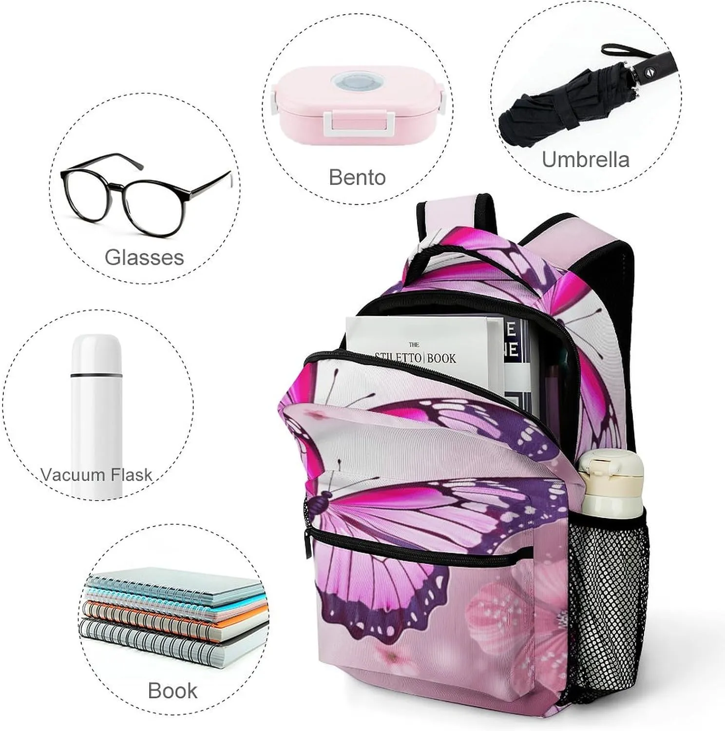 Small Backpacks Personalized Butterfly Printing Travel Bag Lightweight Travel Backpack For Women Men