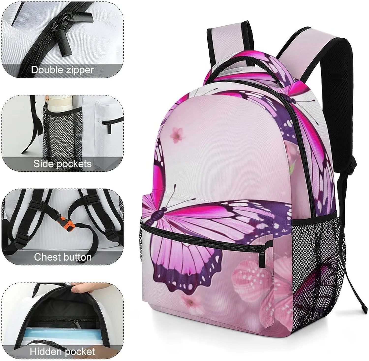 Small Backpacks Personalized Butterfly Printing Travel Bag Lightweight Travel Backpack For Women Men