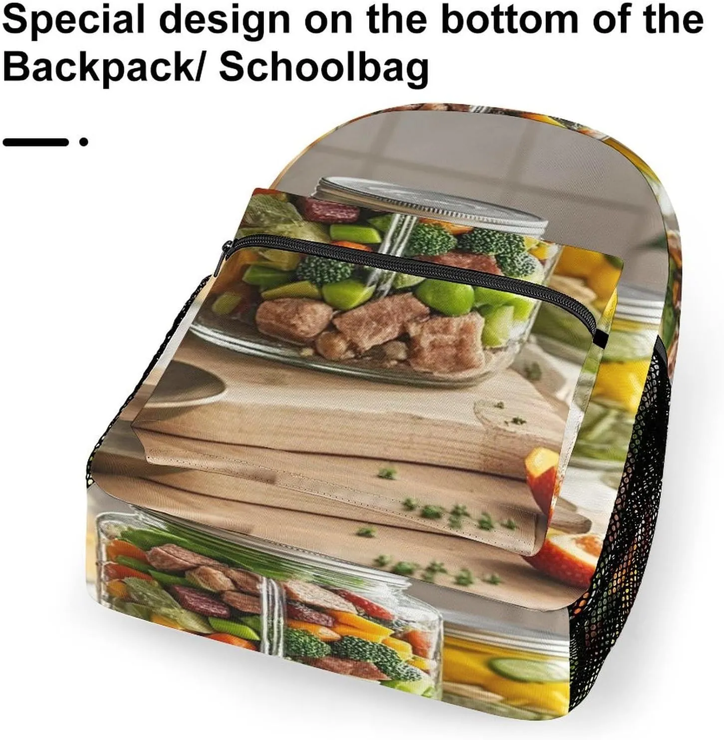 Small Backpacks Personalized Canned Food Printing Travel Bag Lightweight Travel Backpack For Women Men