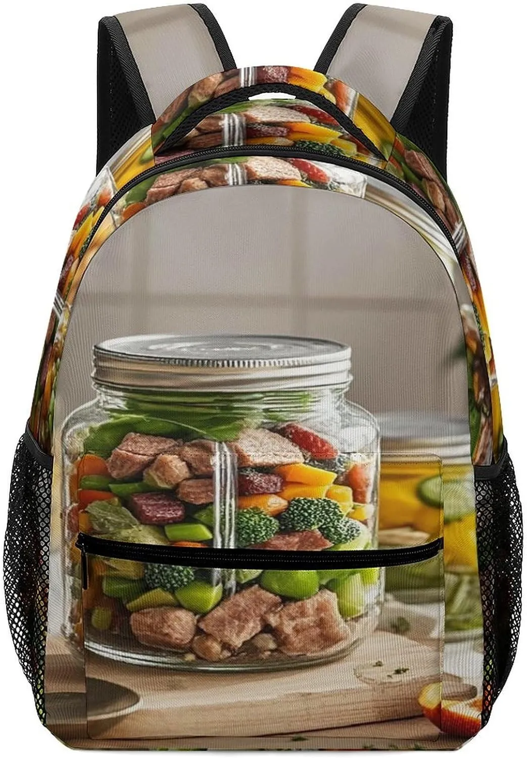 Small Backpacks Personalized Canned Food Printing Travel Bag Lightweight Travel Backpack For Women Men