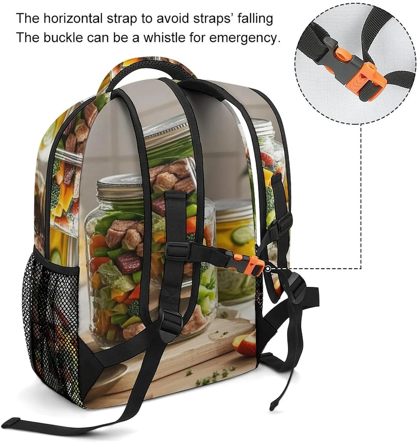 Small Backpacks Personalized Canned Food Printing Travel Bag Lightweight Travel Backpack For Women Men