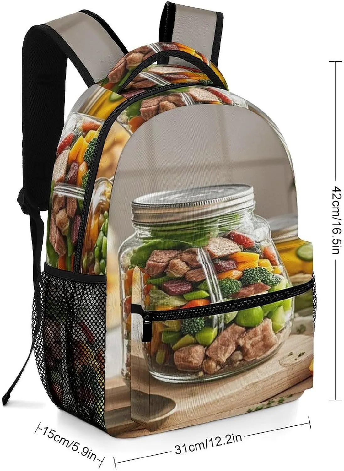 Small Backpacks Personalized Canned Food Printing Travel Bag Lightweight Travel Backpack For Women Men