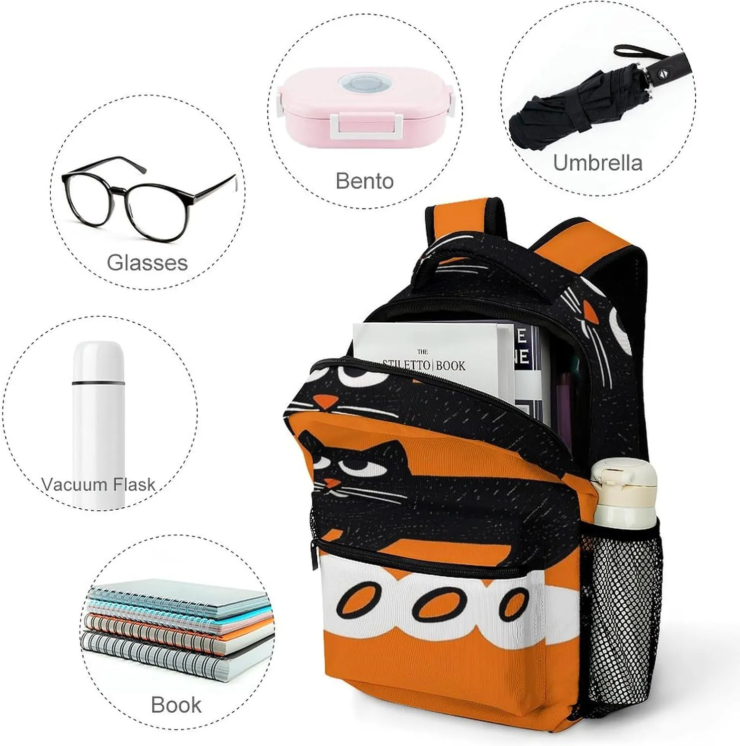 Small Backpacks Personalized Cartoon Clip Art Printing Travel Bag Lightweight Travel Backpack For Women Men