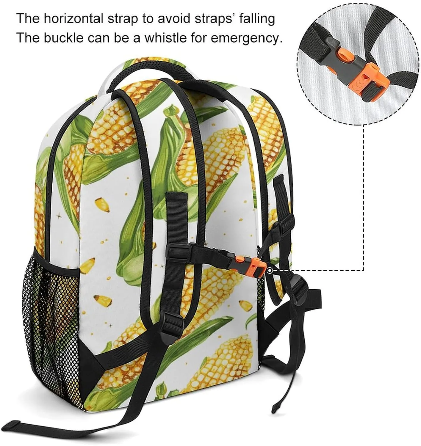 Small Backpacks Personalized Cartoon Corn on The Cob Printing Travel Bag Lightweight Travel Backpack For Women Men
